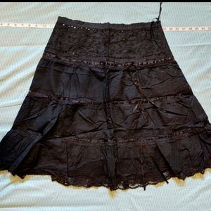 Black tiered embroidered ruffle boho witchy goth f